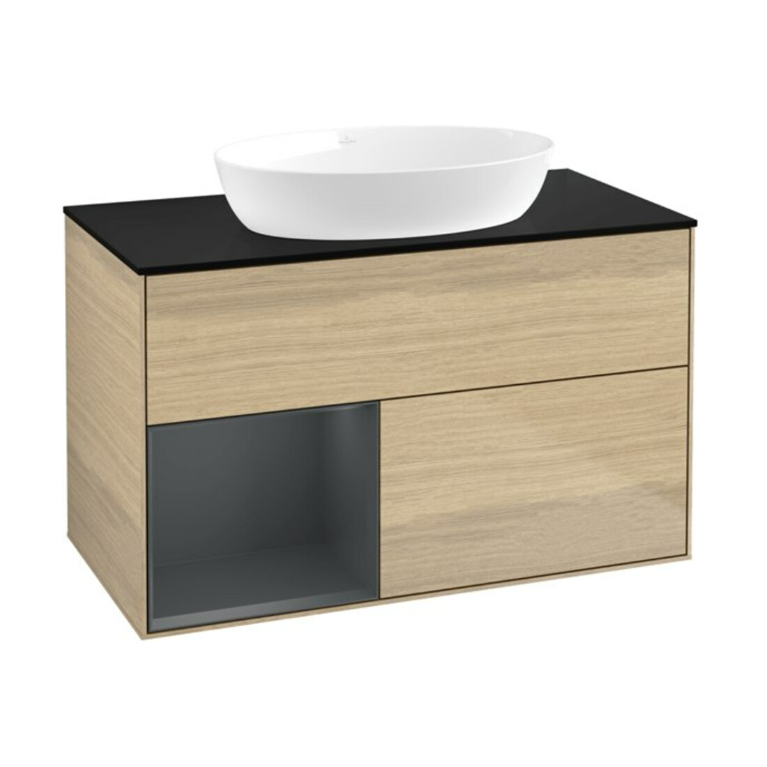 V&B Waschtischunterschrank Wandbeleuchtung Finion 100, Pl bla m, Reg md m Lac, Oa ven