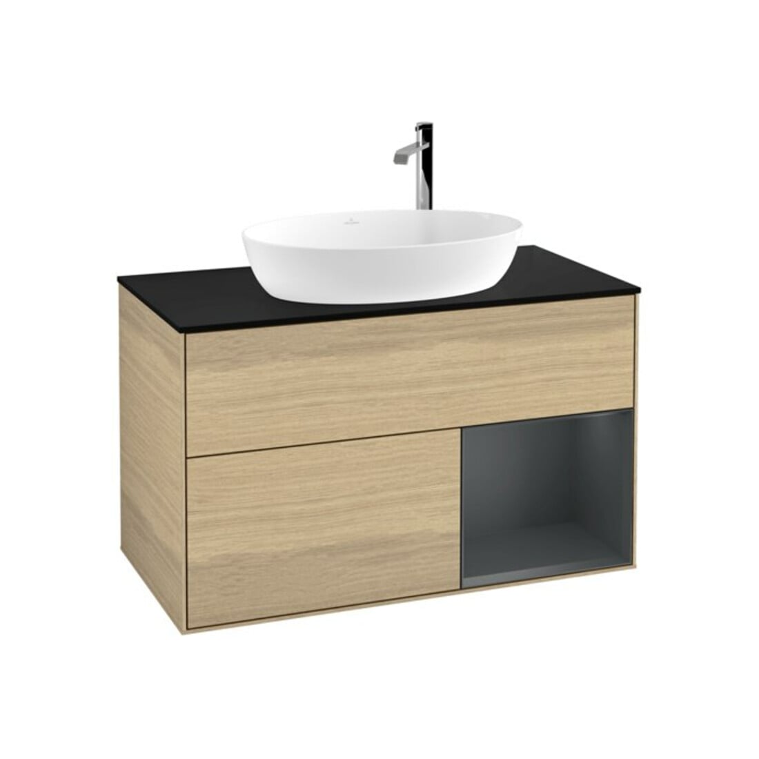 V&B Waschtischunterschrank Wandbeleuchtung Finion 100, Pl bla m, Reg md m Lac, Oa ven