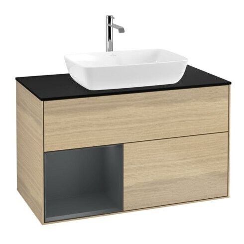 V&B Waschtischunterschrank Wandbeleuchtung Finion 100, Pl bla m, Reg md m Lac, Oa ven