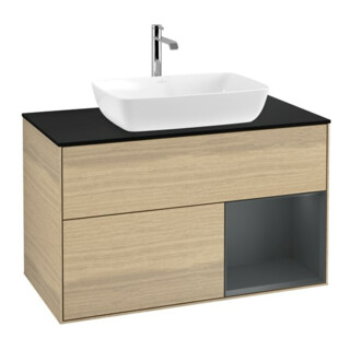 V&B Waschtischunterschrank Wandbeleuchtung Finion 100, Pl bla m, Reg md m Lac, Oa ven