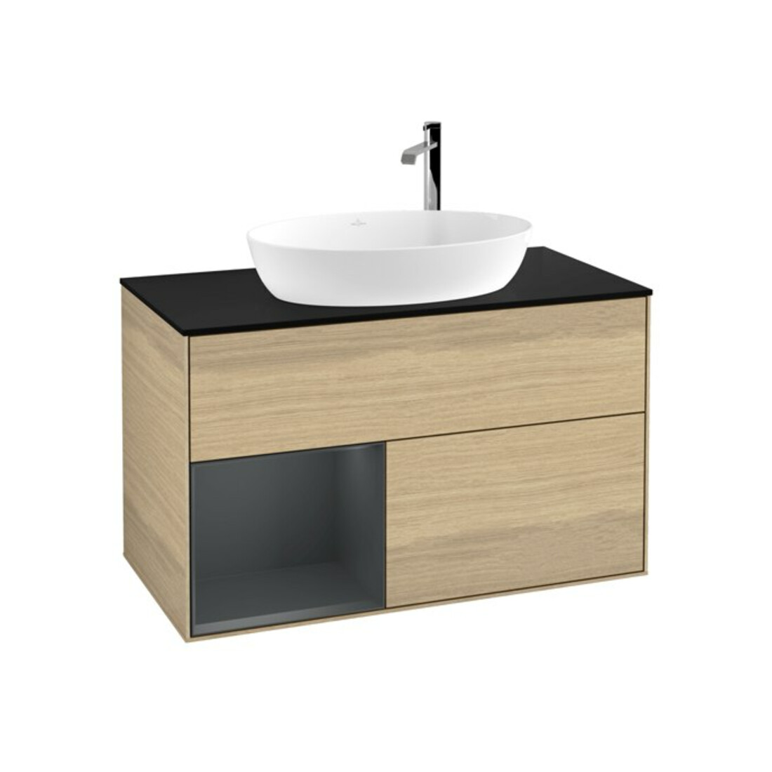 V&B Waschtischunterschrank Wandbeleuchtung Finion 100, Pl bla m, Reg md m Lac, Oa ven