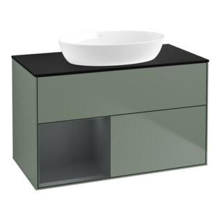 V&B Waschtischunterschrank Wandbeleuchtung Finion 100, Pl bla m, Reg md m Lac, Oli. m Lac