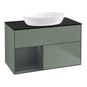 V&B Waschtischunterschrank Wandbeleuchtung Finion 100, Pl bla m, Reg md m Lac, Oli. m Lac