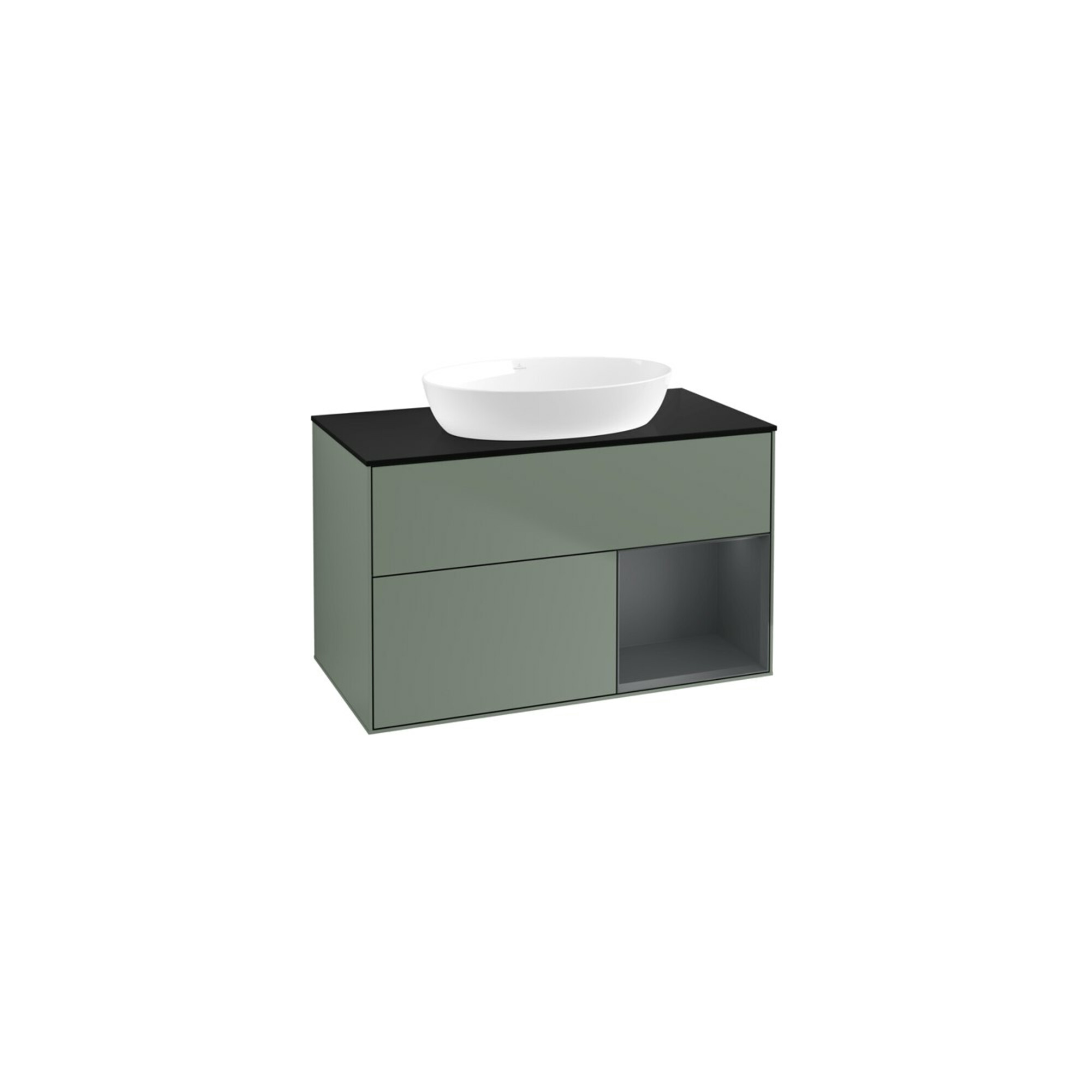 V&B Waschtischunterschrank Wandbeleuchtung Finion 100, Pl bla m, Reg md m Lac, Oli. m Lac ; Villeroy & Boch