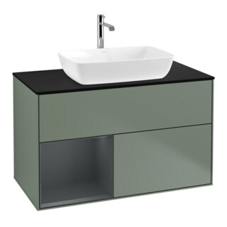 V&B Waschtischunterschrank Wandbeleuchtung Finion 100, Pl bla m, Reg md m Lac, Oli. m Lac