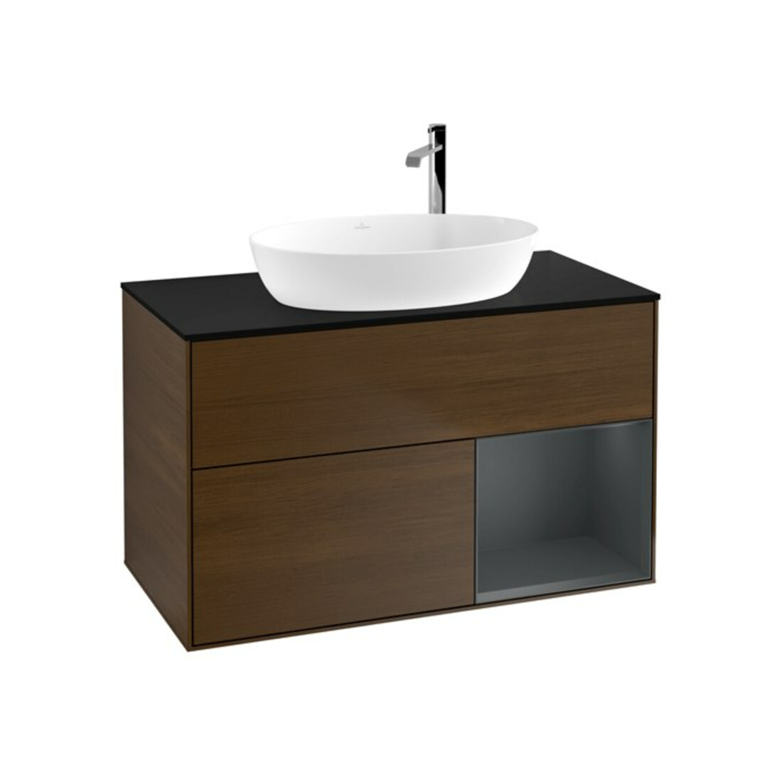 V&B Waschtischunterschrank Wandbeleuchtung Finion 100, Pl bla m, Reg md m Lac, wal ven