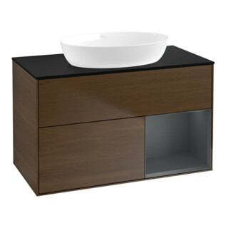 V&B Waschtischunterschrank Wandbeleuchtung Finion 100, Pl bla m, Reg md m Lac, wal ven