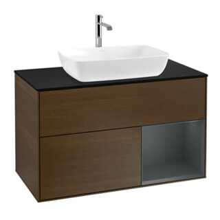 V&B Waschtischunterschrank Wandbeleuchtung Finion 100, Pl bla m, Reg md m Lac, wal ven