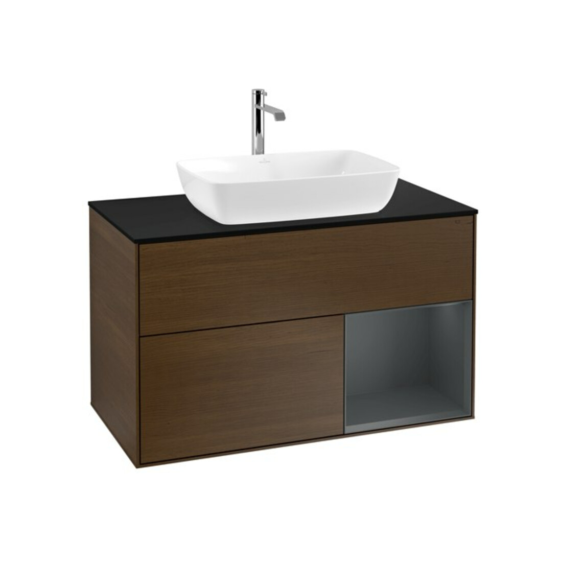 V&B Waschtischunterschrank Wandbeleuchtung Finion 100, Pl bla m, Reg md m Lac, wal ven