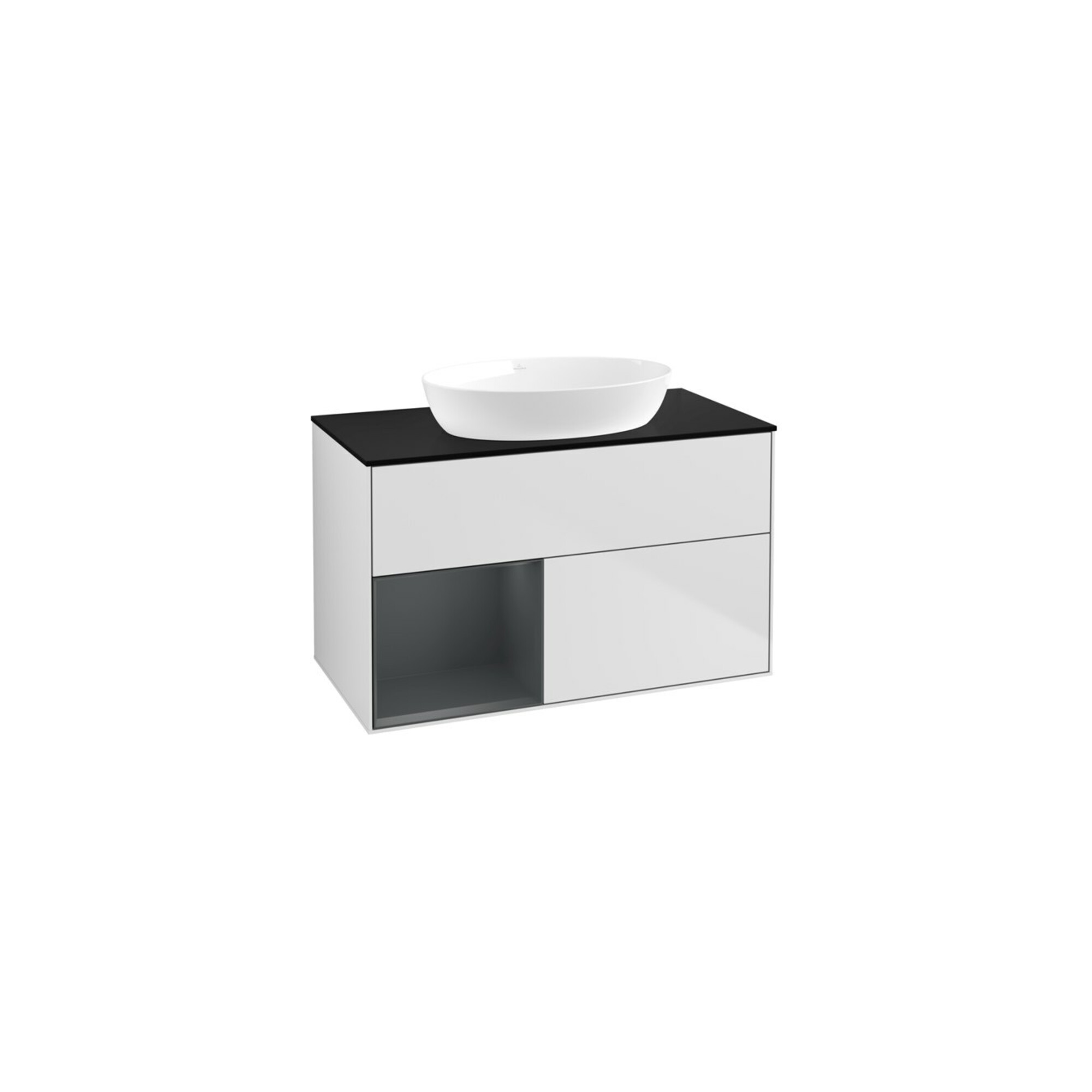 V&B Waschtischunterschrank Wandbeleuchtung Finion 100, Pl bla m, Reg md m Lac, wh. m Lac ; Villeroy & Boch