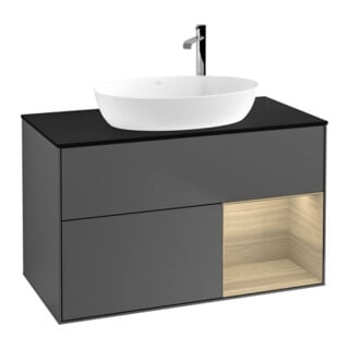 V&B Waschtischunterschrank Wandbeleuchtung Finion 100, Pl bla m, Reg Oa ven, Anthrac. m
