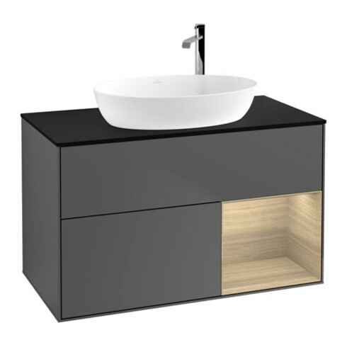 V&B Waschtischunterschrank Wandbeleuchtung Finion 100, Pl bla m, Reg Oa ven, Anthrac. m