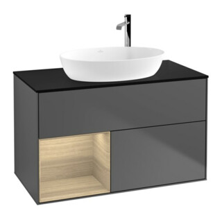 V&B Waschtischunterschrank Wandbeleuchtung Finion 100, Pl bla m, Reg Oa ven, Anthrac. m