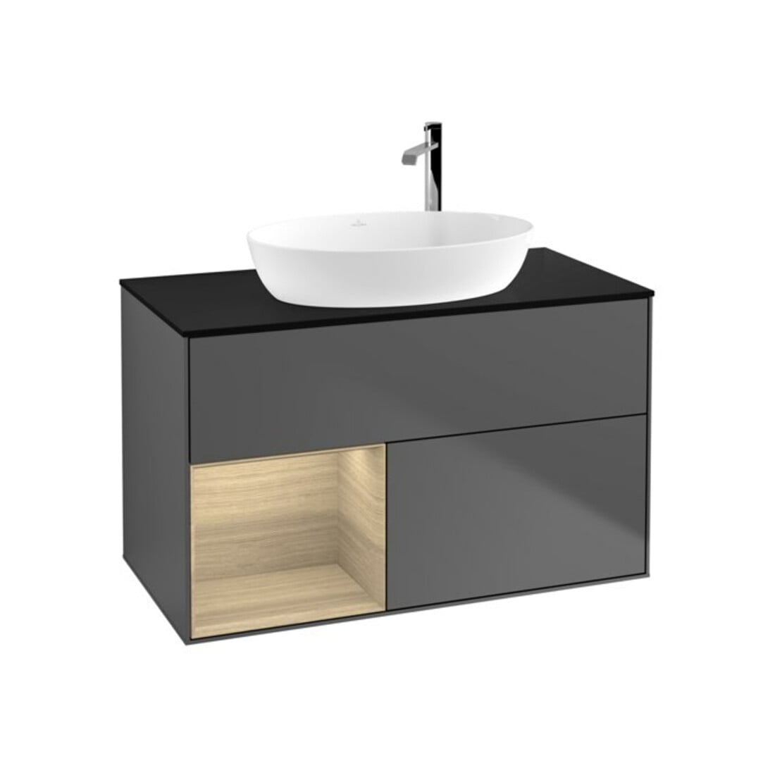 V&B Waschtischunterschrank Wandbeleuchtung Finion 100, Pl bla m, Reg Oa ven, Anthrac. m