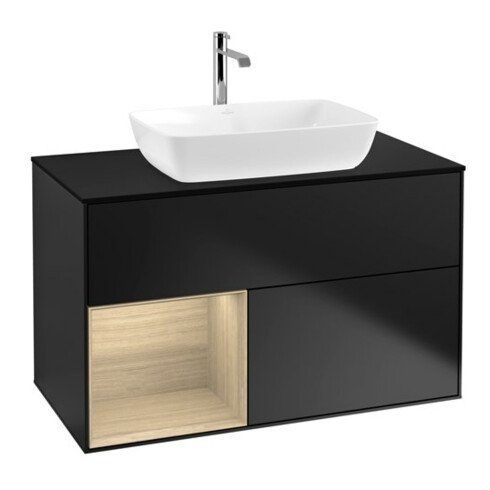 V&B Waschtischunterschrank Wandbeleuchtung Finion 100, Pl bla m, Reg Oa ven, bla m Lac