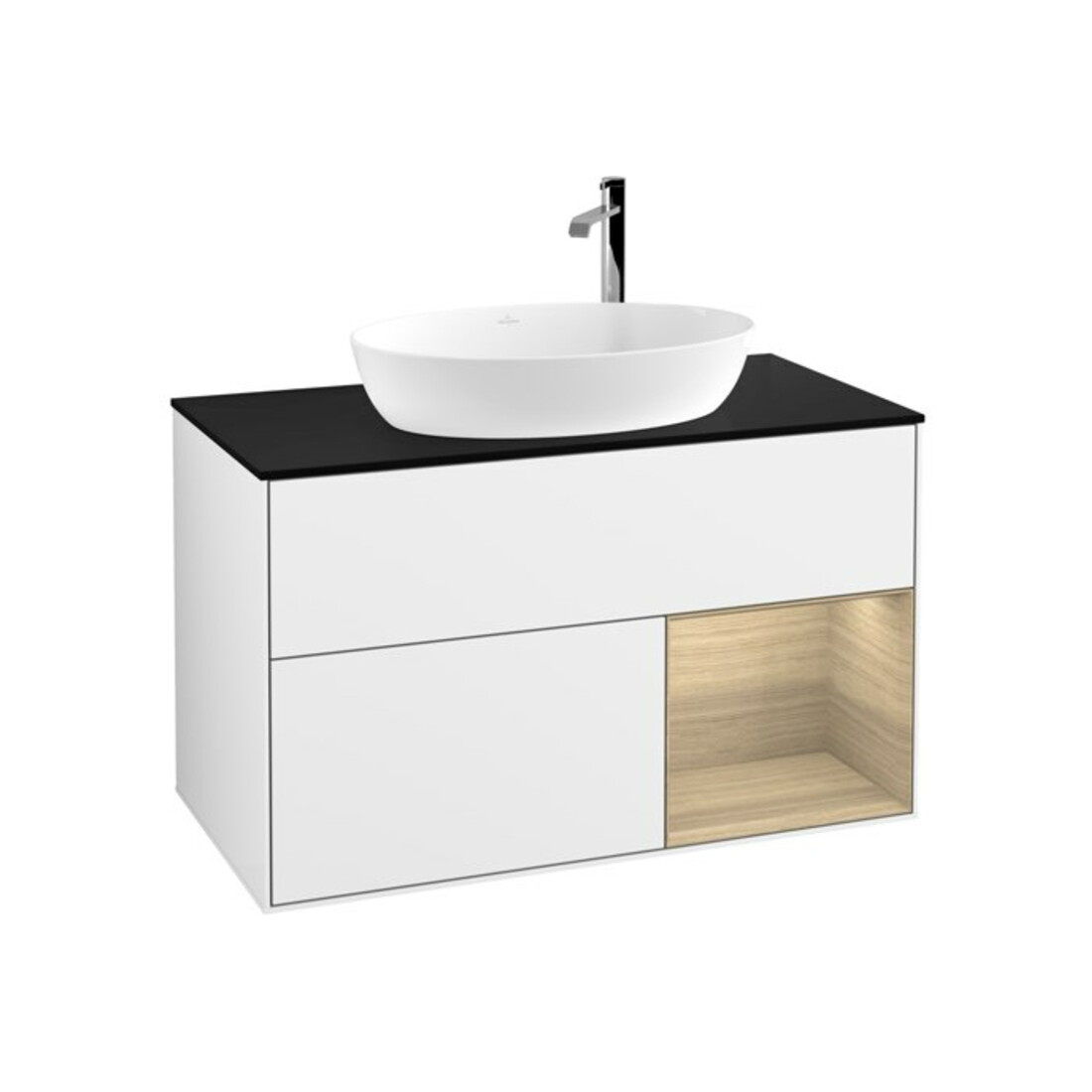 V&B Waschtischunterschrank Wandbeleuchtung Finion 100, Pl bla m, Reg Oa ven, glo wh. Lac