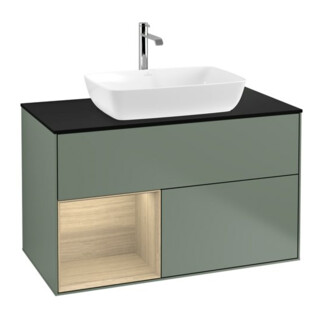 V&B Waschtischunterschrank Wandbeleuchtung Finion 100, Pl bla m, Reg Oa ven, Oli. m Lac