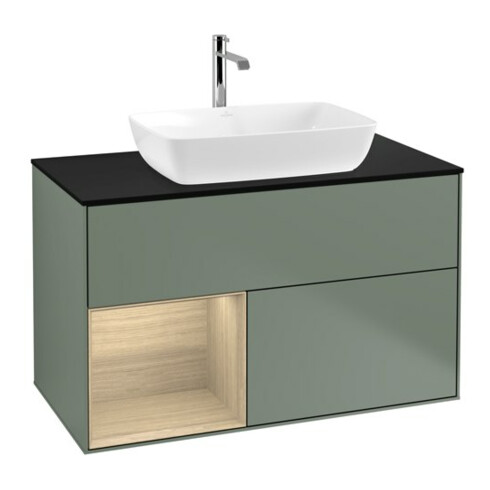 V&B Waschtischunterschrank Wandbeleuchtung Finion 100, Pl bla m, Reg Oa ven, Oli. m Lac