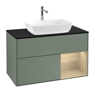 V&B Waschtischunterschrank Wandbeleuchtung Finion 100, Pl bla m, Reg Oa ven, Oli. m Lac