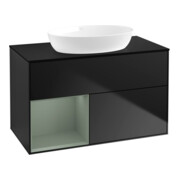 V&B Waschtischunterschrank Wandbeleuchtung Finion 100, Pl bla m, Reg Oli. m Lac, bla m Lac