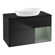 V&B Waschtischunterschrank Wandbeleuchtung Finion 100, Pl bla m, Reg Oli. m Lac, bla m Lac