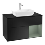 V&B Waschtischunterschrank Wandbeleuchtung Finion 100, Pl bla m, Reg Oli. m Lac, bla m Lac