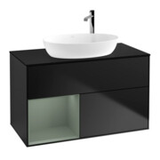 V&B Waschtischunterschrank Wandbeleuchtung Finion 100, Pl bla m, Reg Oli. m Lac, bla m Lac