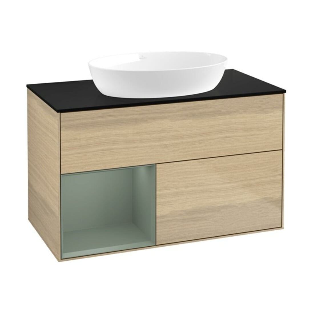 V&B Waschtischunterschrank Wandbeleuchtung Finion 100, Pl bla m, Reg Oli. m Lac, Oa ven