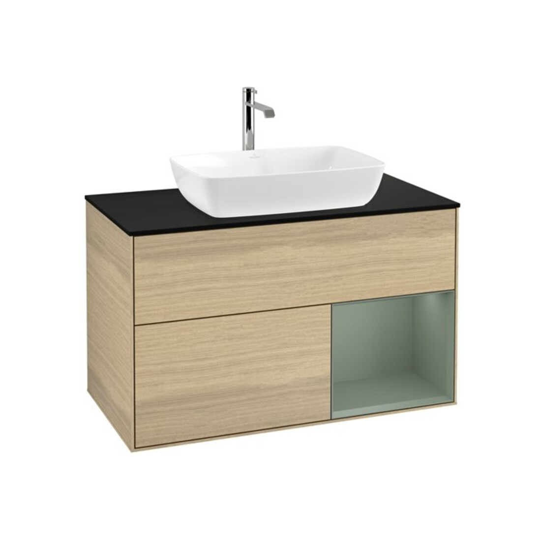 V&B Waschtischunterschrank Wandbeleuchtung Finion 100, Pl bla m, Reg Oli. m Lac, Oa ven