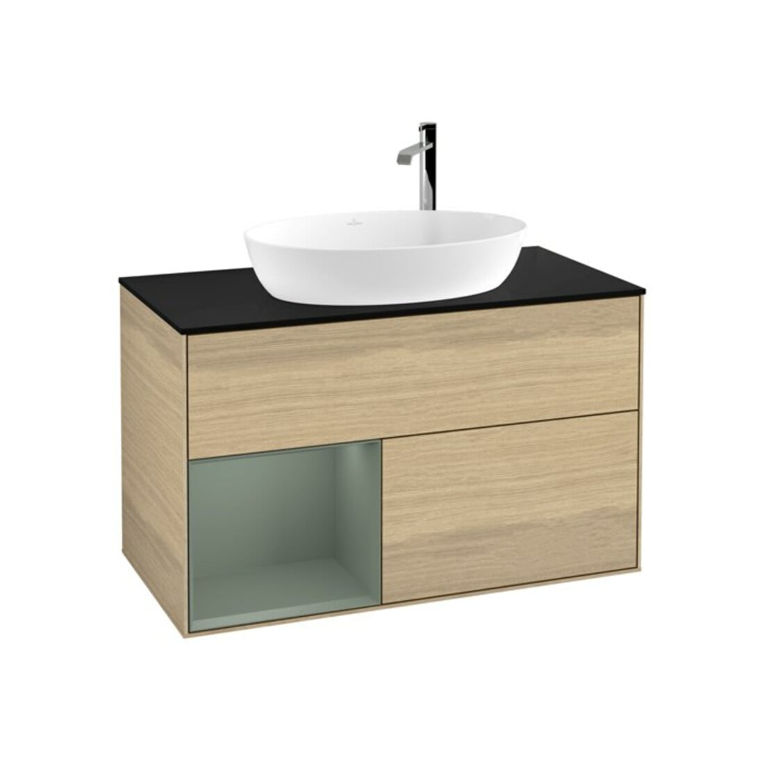 V&B Waschtischunterschrank Wandbeleuchtung Finion 100, Pl bla m, Reg Oli. m Lac, Oa ven