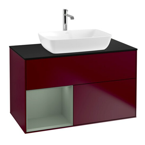 V&B Waschtischunterschrank Wandbeleuchtung Finion 100, Pl bla m, Reg Oli. m Lac, Peo m