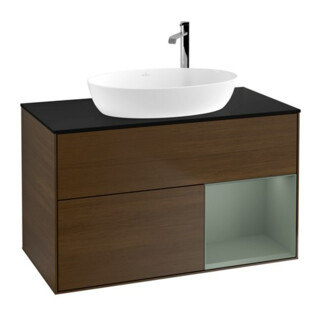 V&B Waschtischunterschrank Wandbeleuchtung Finion 100, Pl bla m, Reg Oli. m Lac, wal ven