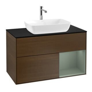 V&B Waschtischunterschrank Wandbeleuchtung Finion 100, Pl bla m, Reg Oli. m Lac, wal ven