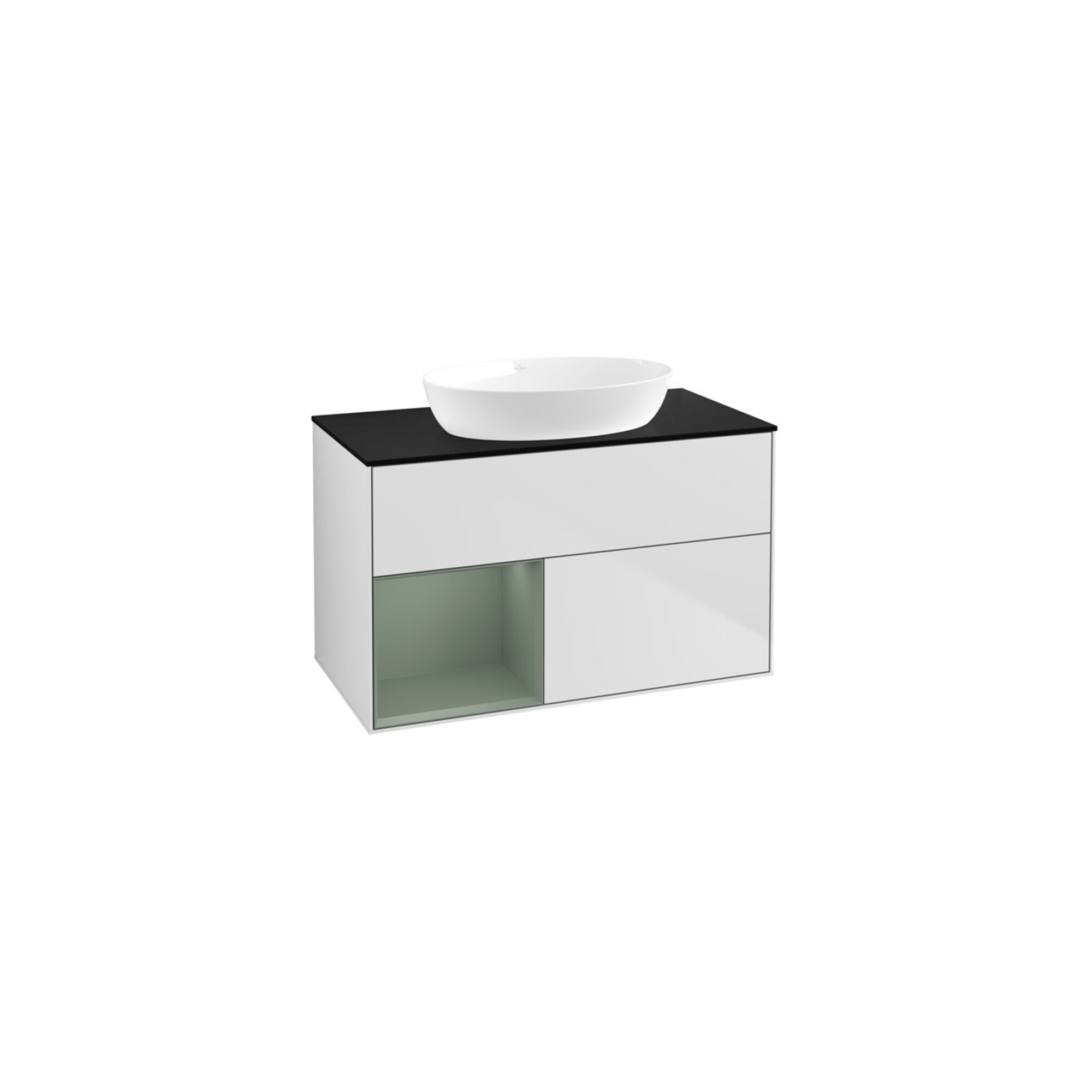 V&B Waschtischunterschrank Wandbeleuchtung Finion 100, Pl bla m, Reg Oli. m Lac, wh. m Lac ; Villeroy & Boch