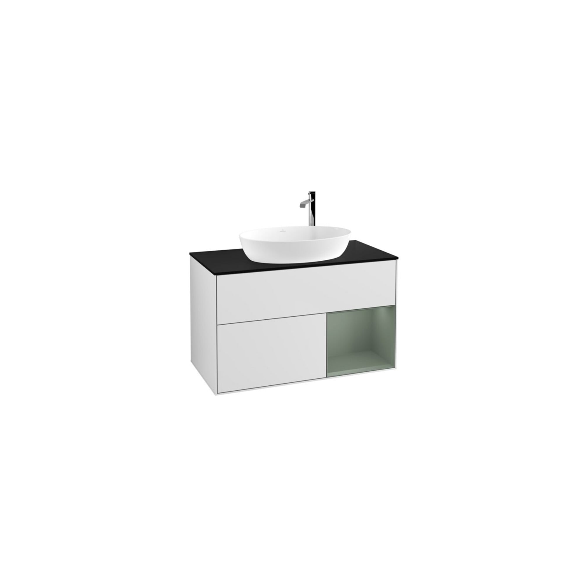 V&B Waschtischunterschrank Wandbeleuchtung Finion 100, Pl bla m, Reg Oli. m Lac, wh. m Lac ; Villeroy & Boch