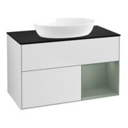 V&B Waschtischunterschrank Wandbeleuchtung Finion 100, Pl bla m, Reg Oli. m Lac, wh. m Lac