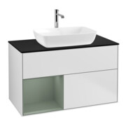 V&B Waschtischunterschrank Wandbeleuchtung Finion 100, Pl bla m, Reg Oli. m Lac, wh. m Lac