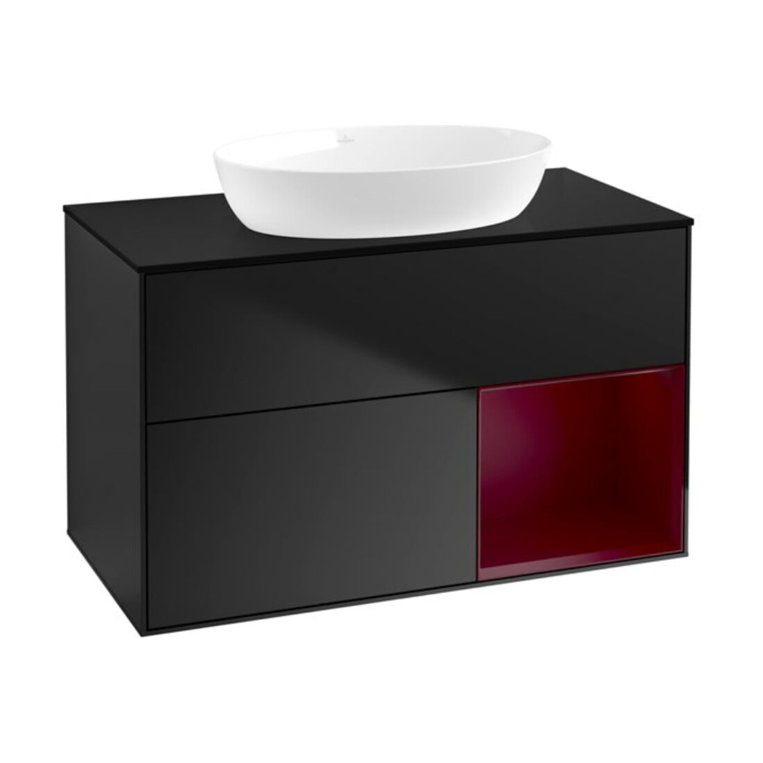 V&B Waschtischunterschrank Wandbeleuchtung Finion 100, Pl bla m, Reg Peo m Lac, bla m Lac