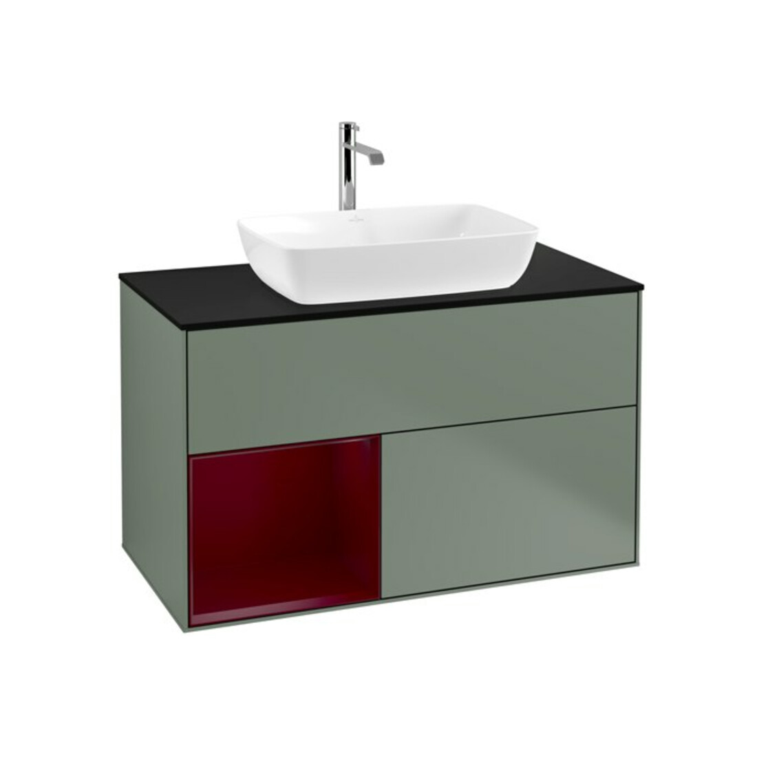 V&B Waschtischunterschrank Wandbeleuchtung Finion 100, Pl bla m, Reg Peo m Lac, Oli. m Lac