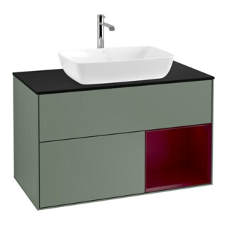 V&B Waschtischunterschrank Wandbeleuchtung Finion 100, Pl bla m, Reg Peo m Lac, Oli. m Lac