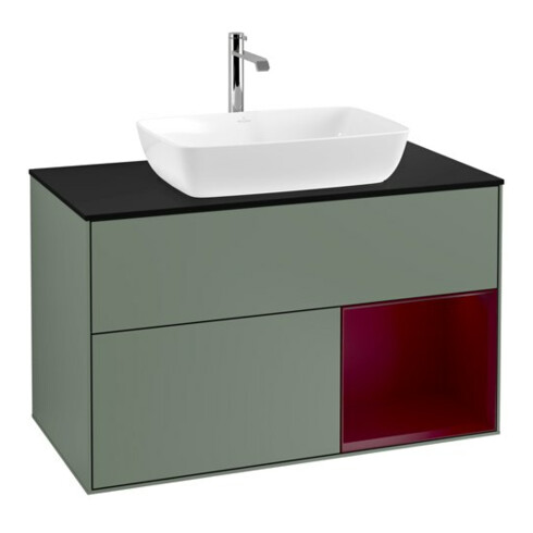 V&B Waschtischunterschrank Wandbeleuchtung Finion 100, Pl bla m, Reg Peo m Lac, Oli. m Lac