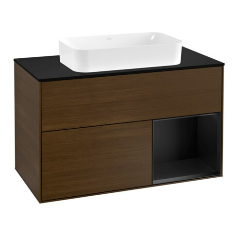 V&B Waschtischunterschrank Wandbeleuchtung Finion 100, Pl bla m, Reg re bla m Lac, wal ven