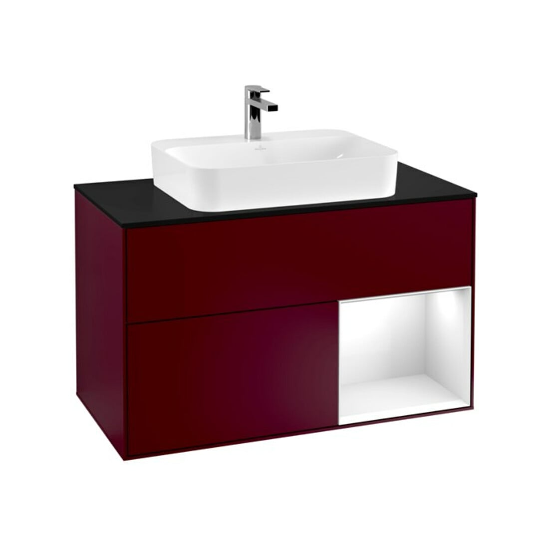 V&B Waschtischunterschrank Wandbeleuchtung Finion 100, Pl bla m, Reg re glo wh. Lac, Peo m