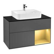 V&B Waschtischunterschrank Wandbeleuchtung Finion 100, Pl bla m, Reg re gol m, Anthrac. m