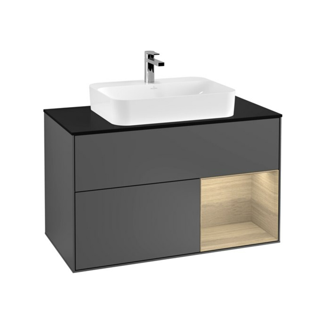 V&B Waschtischunterschrank Wandbeleuchtung Finion 100, Pl bla m, Reg re Oa ven, Anthrac. m