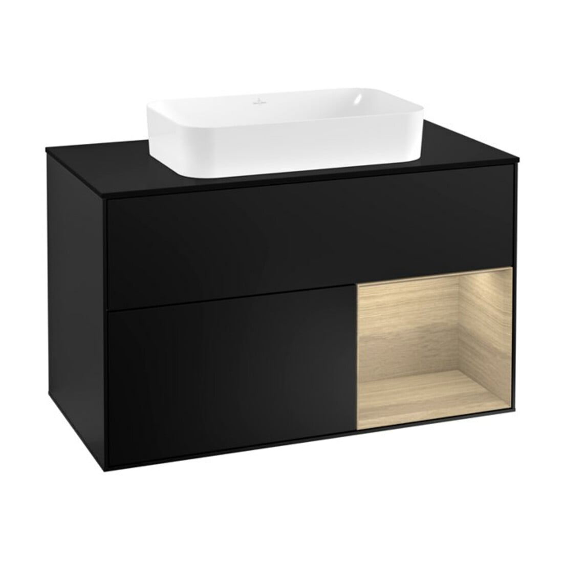 V&B Waschtischunterschrank Wandbeleuchtung Finion 100, Pl bla m, Reg re Oa ven, bla m Lac