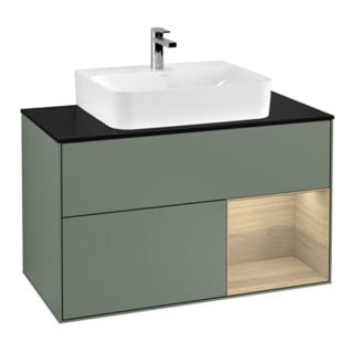 V&B Waschtischunterschrank Wandbeleuchtung Finion 100, Pl bla m, Reg re Oa ven, Oli. m Lac