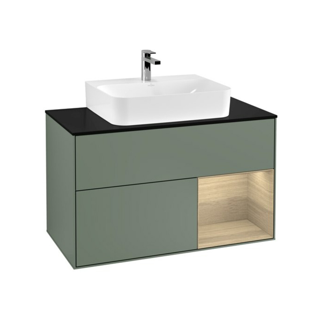 V&B Waschtischunterschrank Wandbeleuchtung Finion 100, Pl bla m, Reg re Oa ven, Oli. m Lac