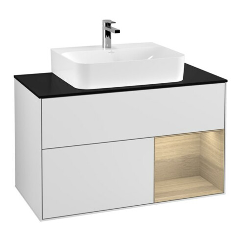 V&B Waschtischunterschrank Wandbeleuchtung Finion 100, Pl bla m, Reg re Oa ven, wh. m Lac