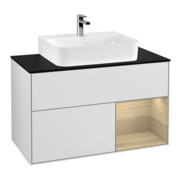 V&B Waschtischunterschrank Wandbeleuchtung Finion 100, Pl bla m, Reg re Oa ven, wh. m Lac